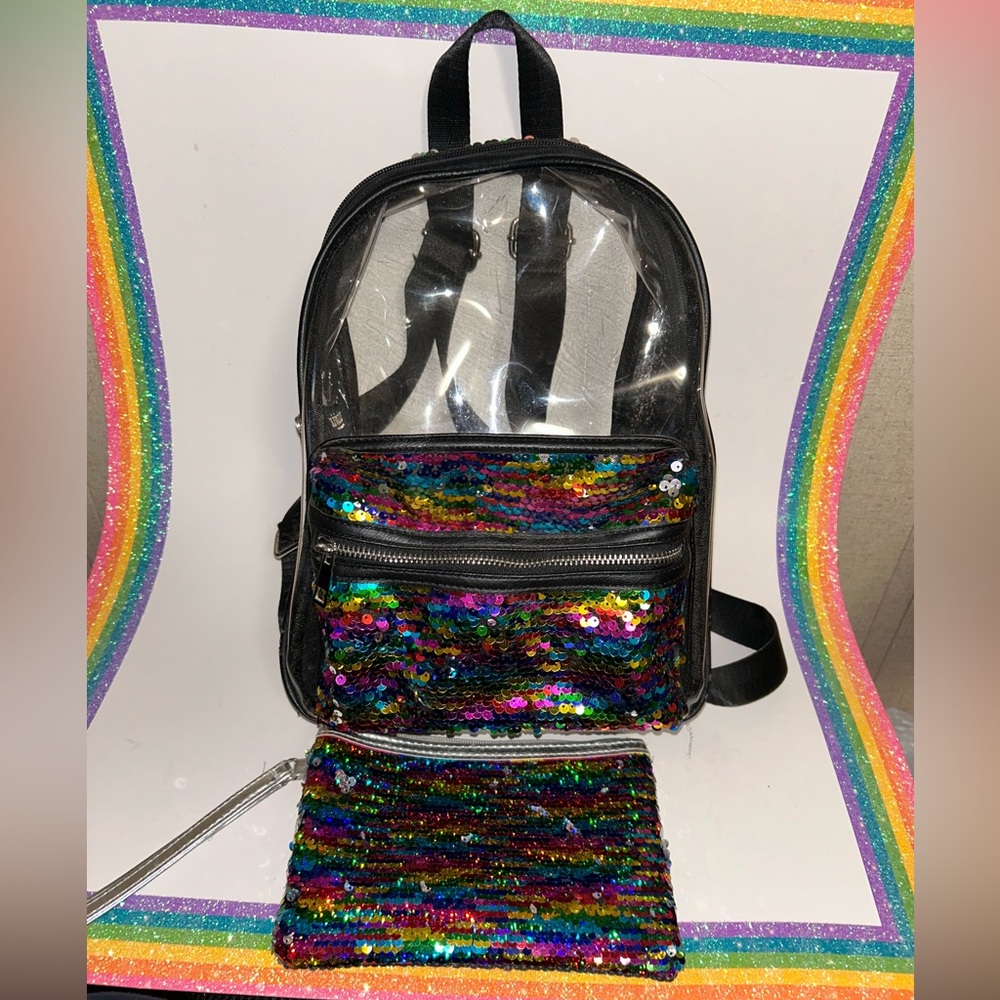 Olivia Miller sequin backpack and matching wristlet EUC